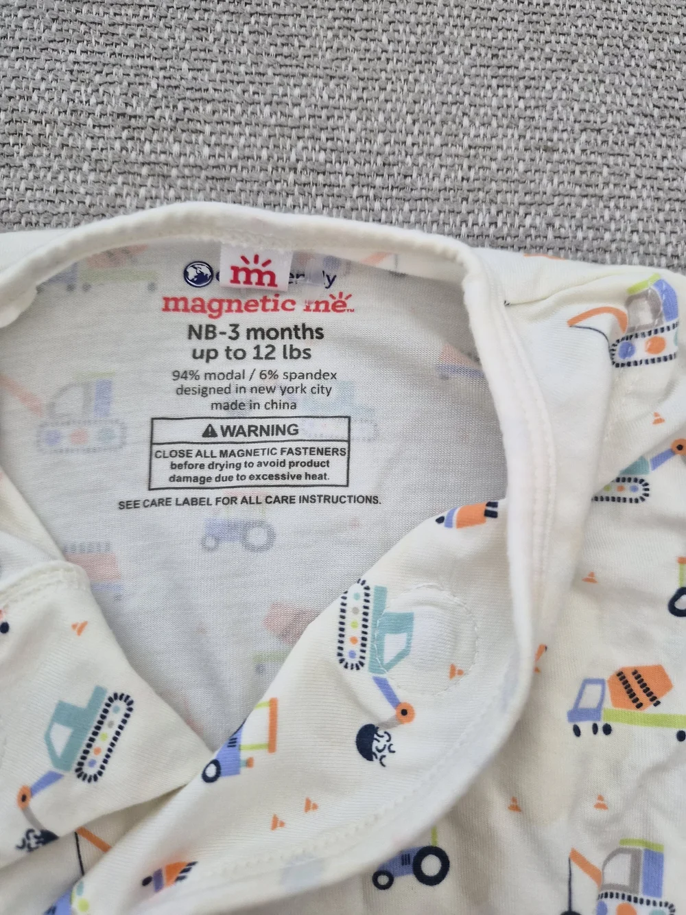 Magnetic Me Cream Sleep Sack & Hat with Orange, Blue, Green Construction Print